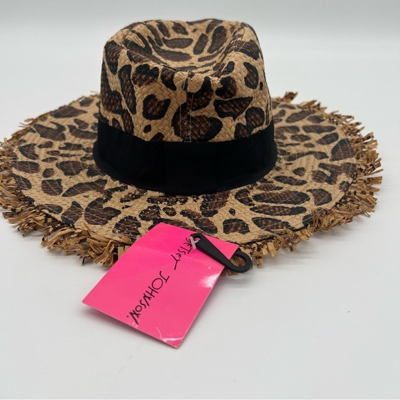 Betsey Johnson Brown and Black Leopard Print Wide Rim‎ Fedora Hat - Picture 2 of 9